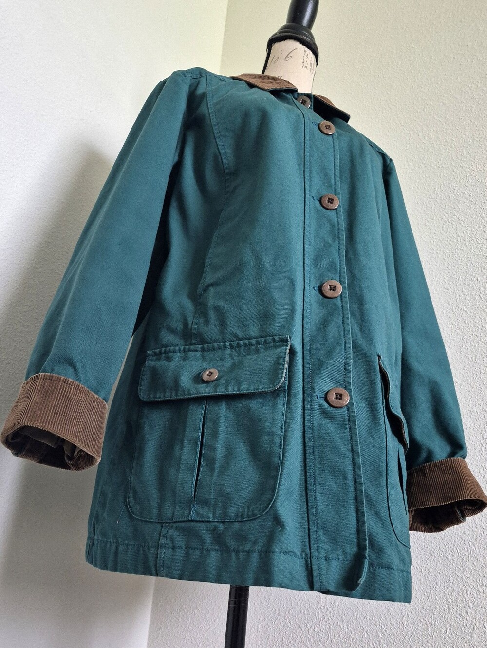 LL Bean Womens Adirondack Plaid Flannel-Lined Barn Coat M Green Chore Jacket - Picture 7 of 16